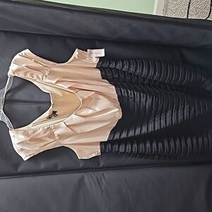 Cream and black mini dress